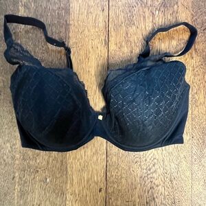 Chantelle Black Lace Padded Bra with Underwire Support 36DDDD 36F